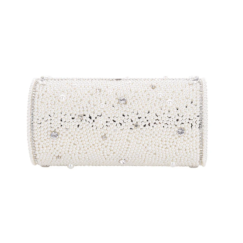Bolsa de jantar estéreo cilíndrica com pérolas, combinando áudio e elegância. Ideal para eventos, oferece design sofisticado e som imersivo. — foto 2