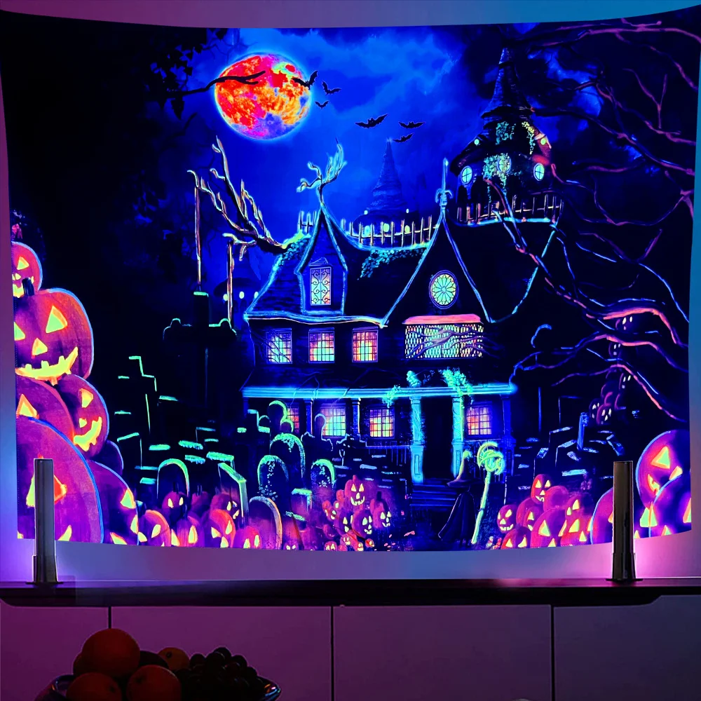 Title 8, Skull Hanging Cloth UV Lamp Halloween Fluoresce...