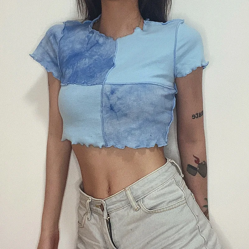 Title 4, T-shirt da donna con scollo rotondo in tinta viola
