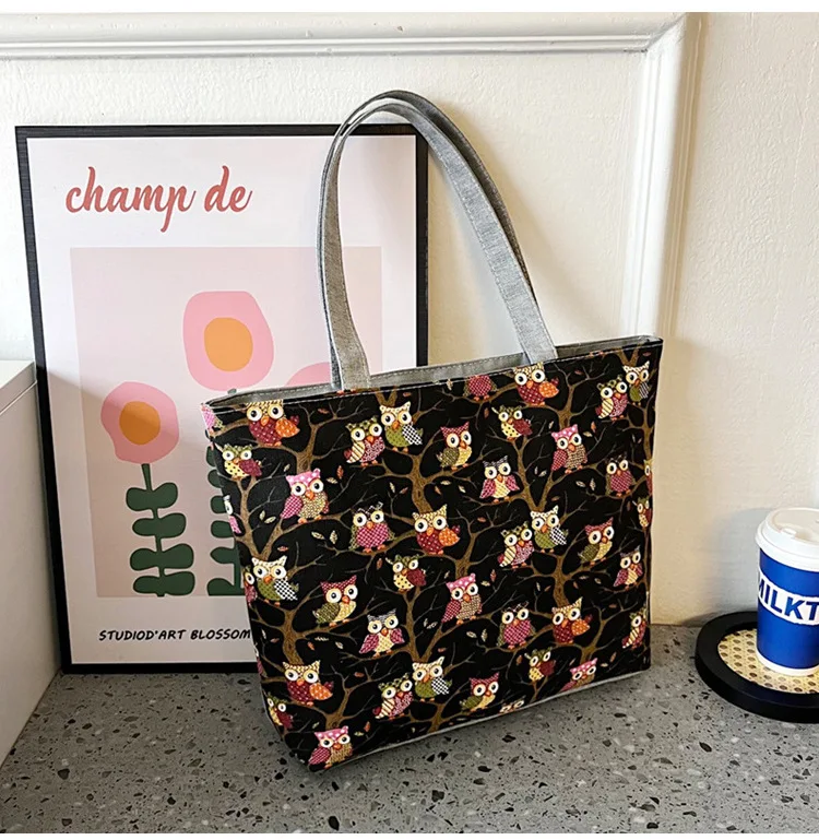 Title 19, Bolsa Tote Feminina Grande de Lona com Estampa,...