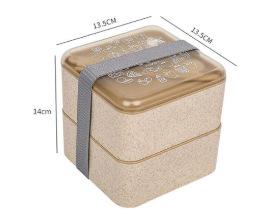 Title 1, Double-layer Square Wheat Straw Lunch Box Japan...