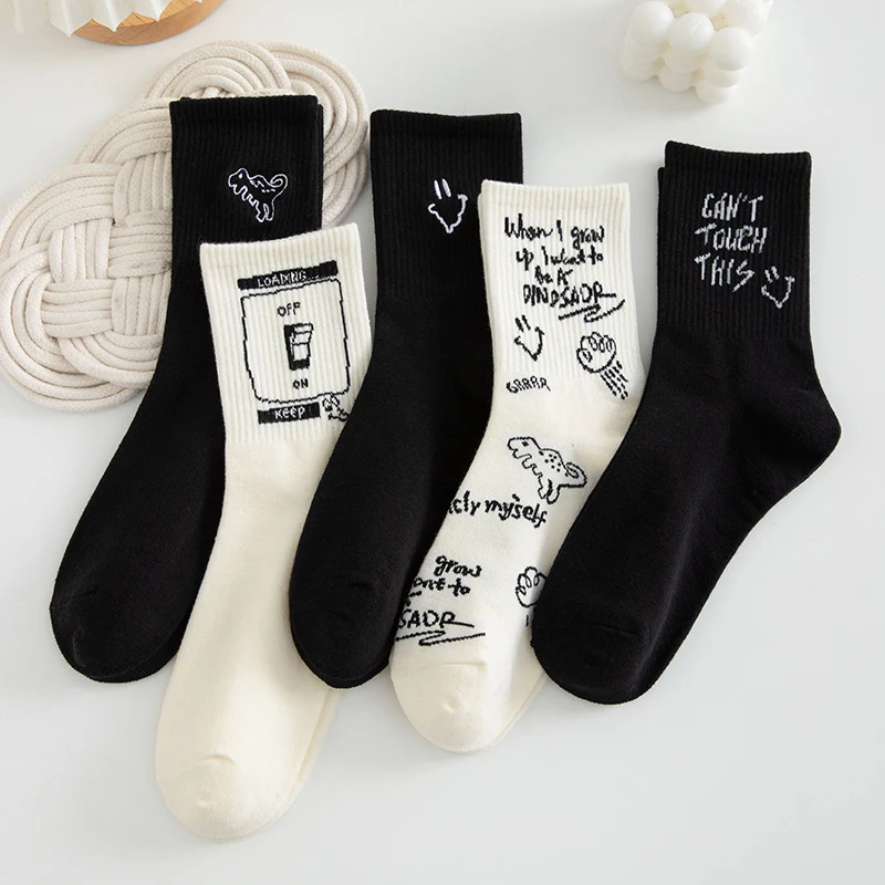 Title 7, Wear Wild Autumn Black and White Stockings