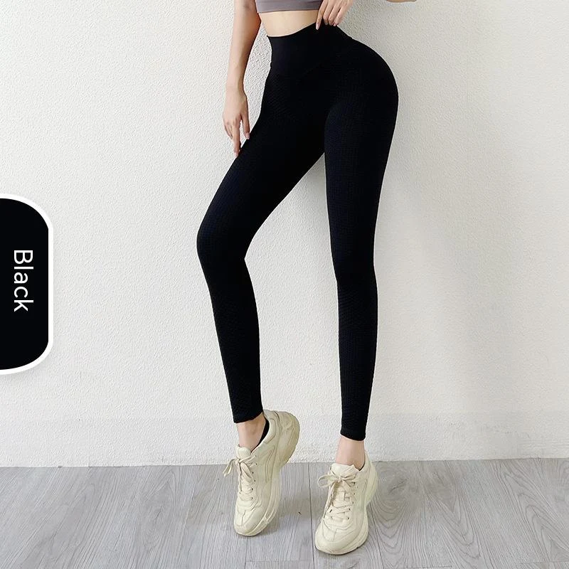 Naadloze fitness yoga broek met effen honingraatstructuur voor optimale bewegingsvrijheid en comfort tijdens het sporten. — foto 11