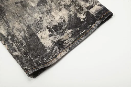 Title 12, Mens Camouflage Tie-dye Splash-ink Denim Strai...