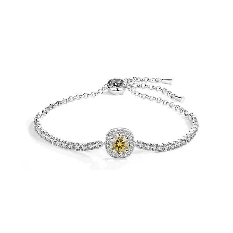 Pulseira S925 em prata esterlina com diamantes incrustados, uma joia elegante para mulheres. Um presente perfeito, que realça sua beleza. — foto 3