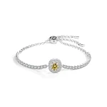 Pulseira S925 em prata esterlina com diamantes incrustados, uma joia elegante para mulheres. Um presente perfeito, que realça sua beleza. — foto 3