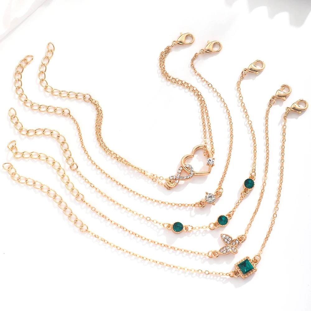 Title 8, Conjunto de pulseiras boêmias de cristal verde ...
