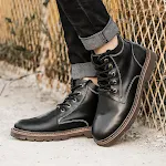 Botas de couro vintage masculinas Sapatos de trabalho de cano alto Calçados duráveis e resistentes para uso diário Estilo clássico para trabalho e lazer — foto 17