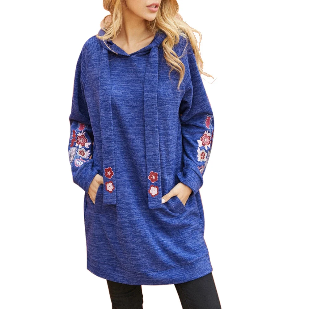 Suéter com capuz de malha, casual, comprimento médio, manga longa, top perfeito para conforto e estilo no dia a dia. — foto 2