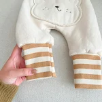 Calças de Fleece Acolchoado Cintura Alta Proteção Barriga Calças Quentes Roupa Externa Conforto e Aquecimento para Inverno — foto 4