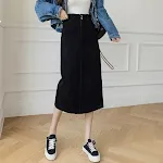 Saia de veludo cotelê feminina cintura alta comprimento médio modelagem justa e efeito emagrecedor, ideal para um visual elegante. — foto 4