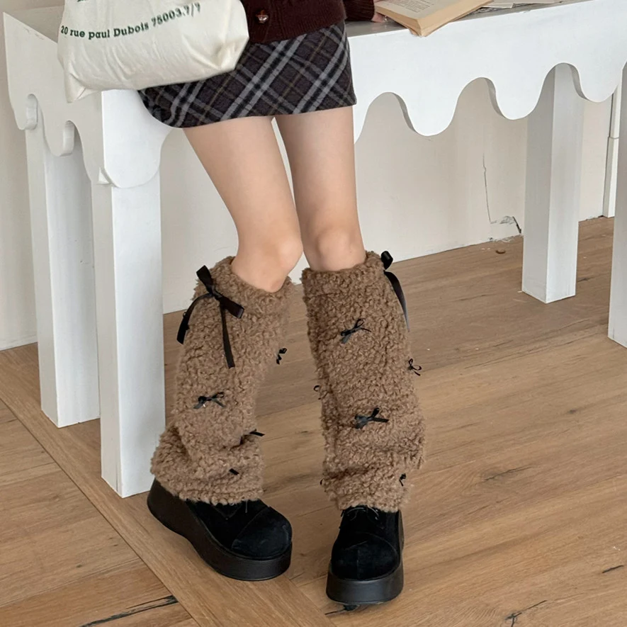Lamb Wool Bow Foot Sock Thick Warm provides cozy warmth for your feet. Thick, warm socks for ultimate comfort and insula — photo 9