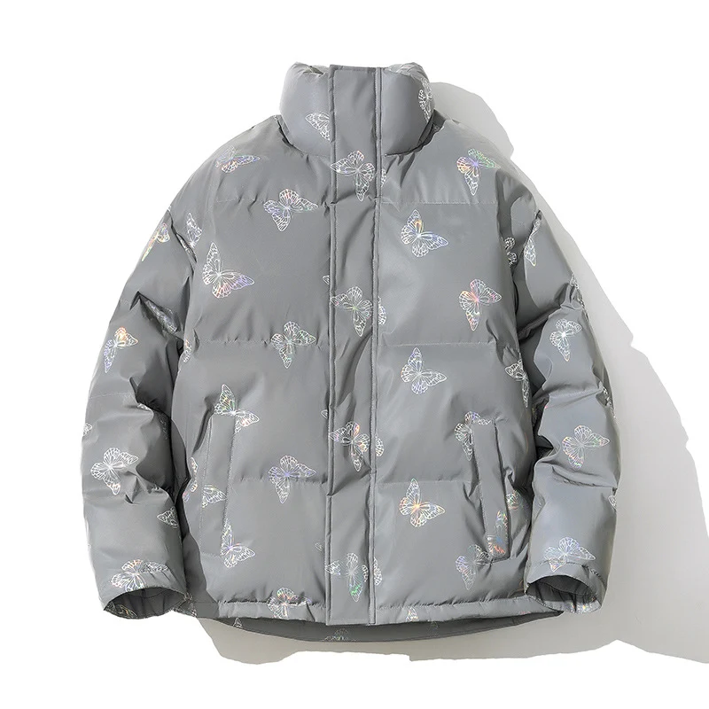 Title 7, Mens stand collar cotton jacket with reflectiv...