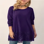 Camiseta de manga larga con capucha y costuras de encaje, color liso. Ideal para comodidad y estilo casual. Perfecta para el día a día. — foto 1