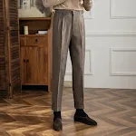 Muško Debelo Ležerno Odelo Britanski Stil Retro Pantalone Visokog Struka Ravnih Nogu Idealno za Posao i Elegantne Prilike — foto 8