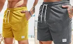 Lace-up Drawstring Shorts, Summer Corduroy Sport Short Pants, Men's Clothing, perfect for active lifestyles and warm wea — photo 5