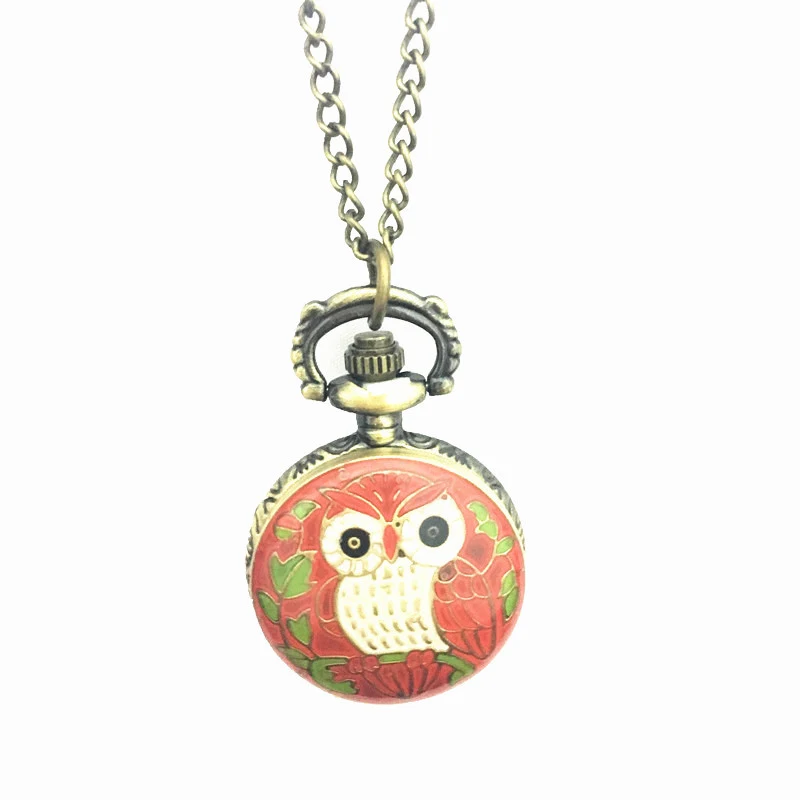 Relógio de bolso vintage com coruja gotejante colorida. Adicione um toque vintage e único ao seu dia a dia. Exiba a hora com elegância e estilo. — foto 1
