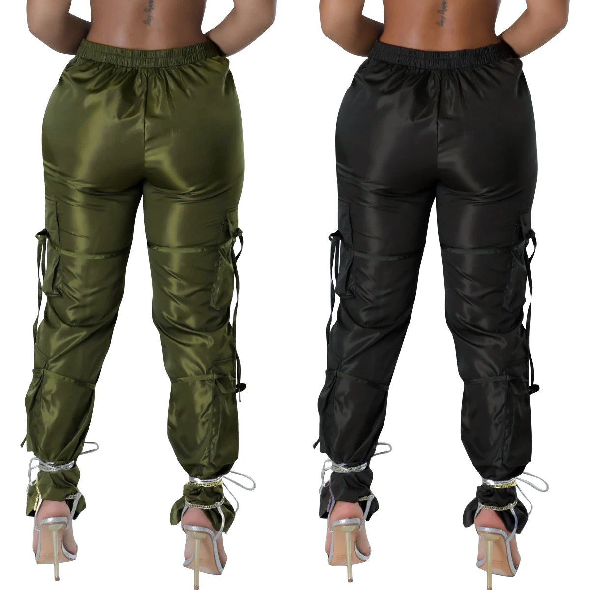 Title 7, Womens green solid color casual trousers with ...