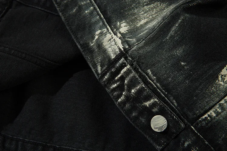 Jaqueta polo punk masculina com costuras irregulares, degradê e contraste. Design moderno, gola polo e "cat beard". Ideal para looks estilosos e autênticos. — foto 2