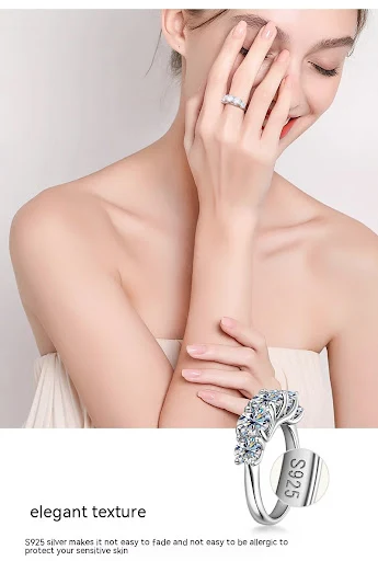 Title 2, Anel de moissanite luxo europeu e americano, pr...