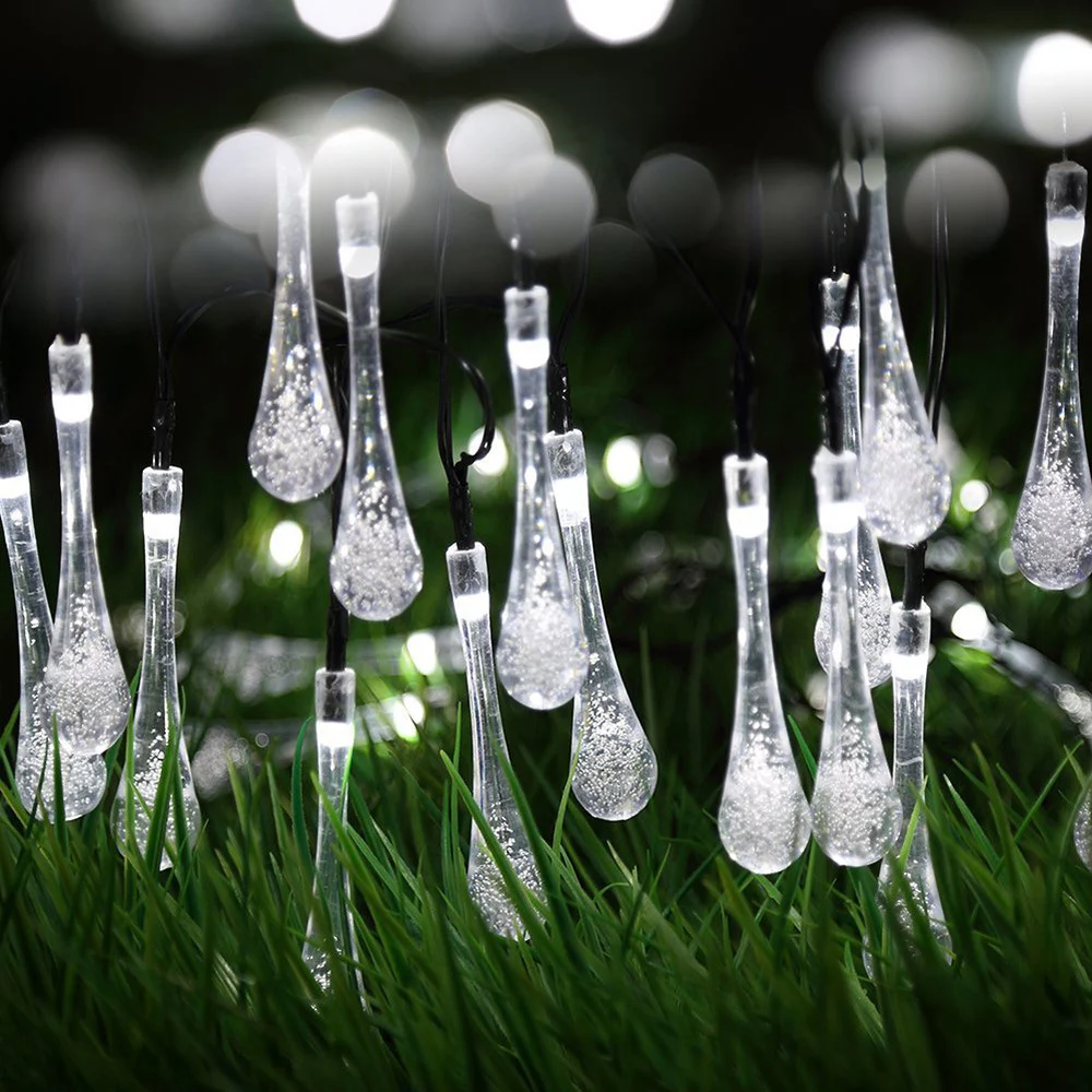Title 5, LED Outdoor Water Drops Solar Lamp String Light...