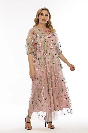 Title 19, Plus Size Dress Evening Dress Womens Mesh Embr...
