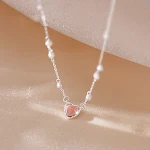 Colar Feminino Coração Banhado a Prata 925 Pérola Design Avançado Joia Delicada Elegante Presente Especial — foto 11