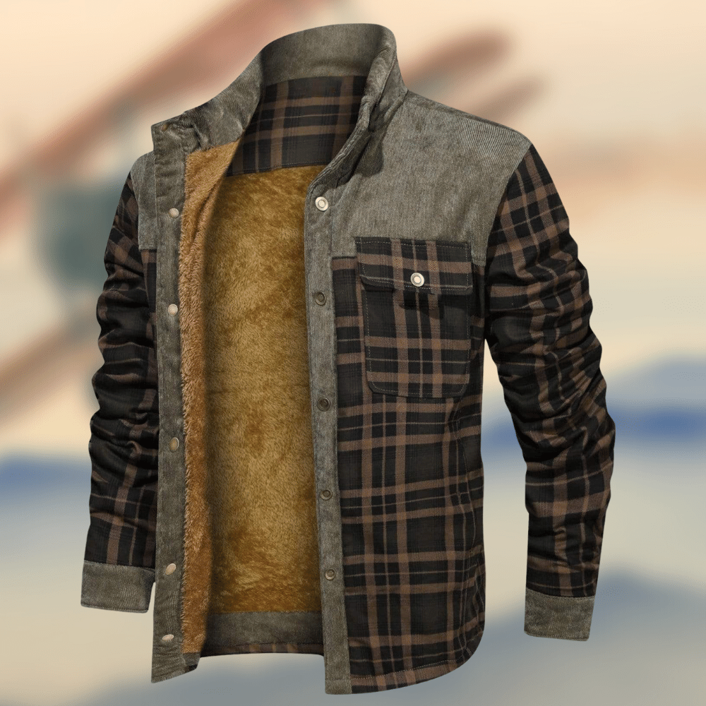 Title 6, Thickened Wick Dragon Plaid Splicing Shirt Jack...