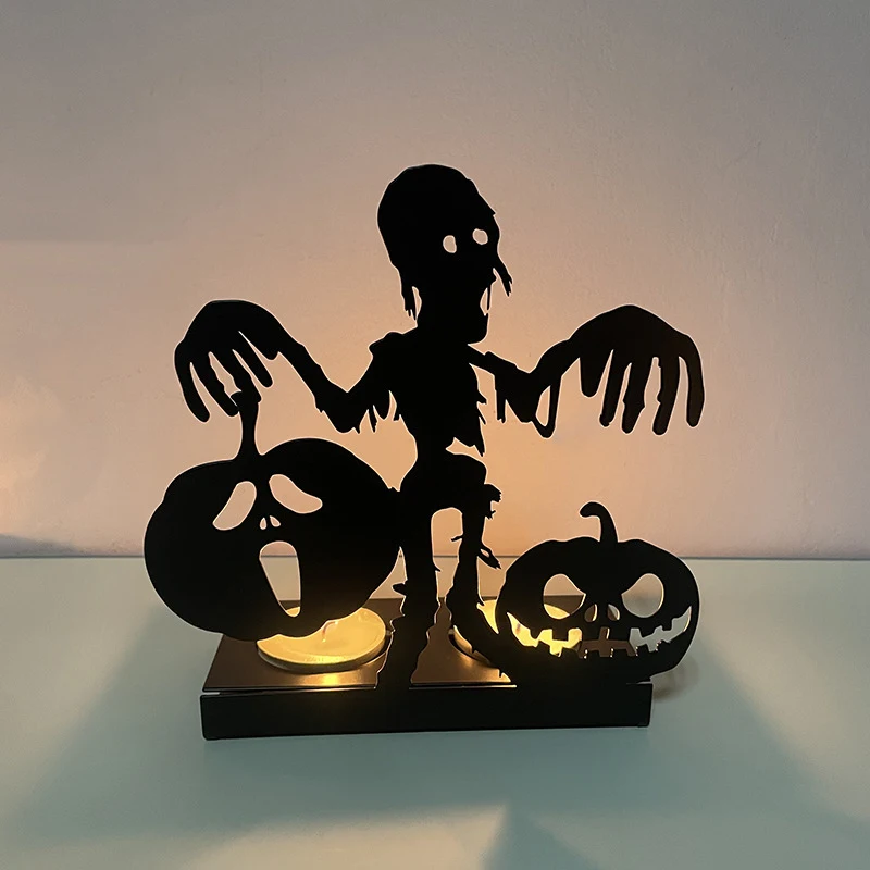 Luminária de abóbora Wansheng Suporte de vela de caveira Adicione um toque festivo e assustador à sua decoração. Ideal para Halloween e eventos especiais. — foto 5
