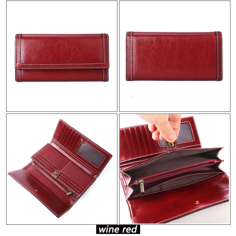Title 5, Womens long leather wallet with multiple card ...
