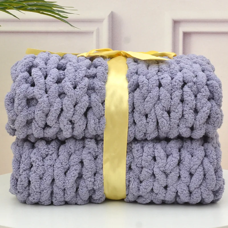 Title 3, Manta de lã grossa tecida à mão para sofá Confo...