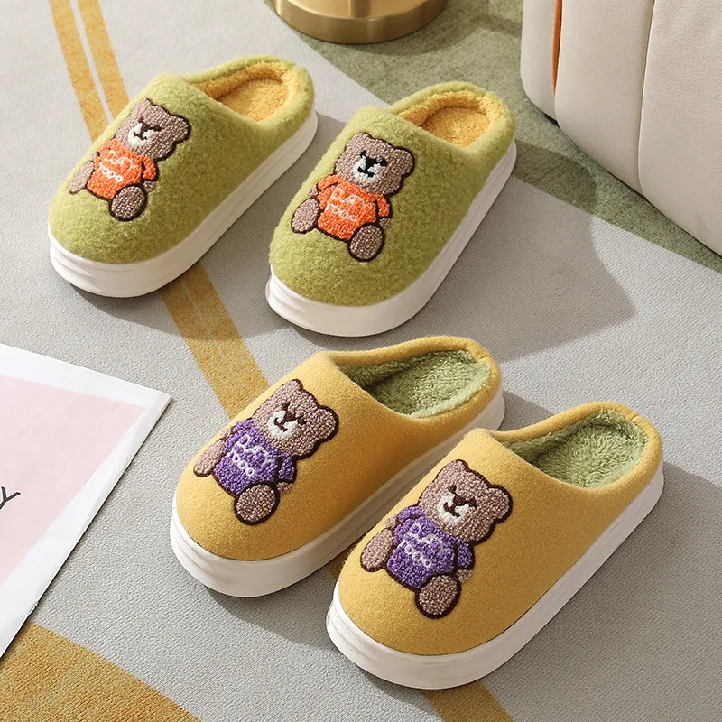 Autumn And Winter New Cartoon Woolen Bear Cotton Slippers Women. Cozy and warm home slippers for ultimate comfort and re — photo 8