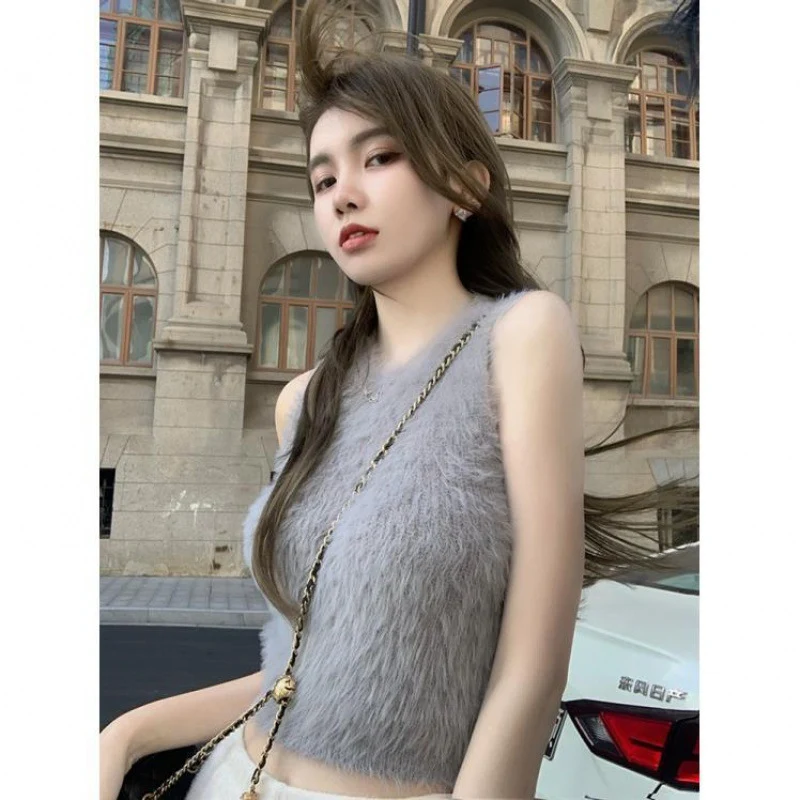 Autumn And Winter Outerwear Short Exposed Navel Sexy Suspender Top — photo 6
