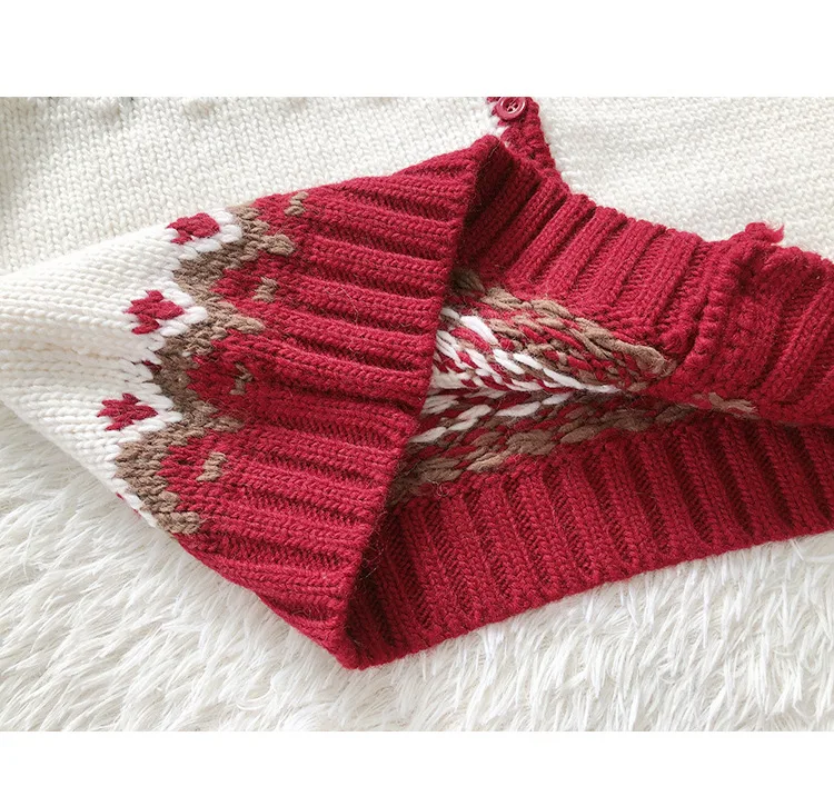 Christmas Drawstring Vintage Ferris Wheel Preppy Style Handmade Sweater — photo 3