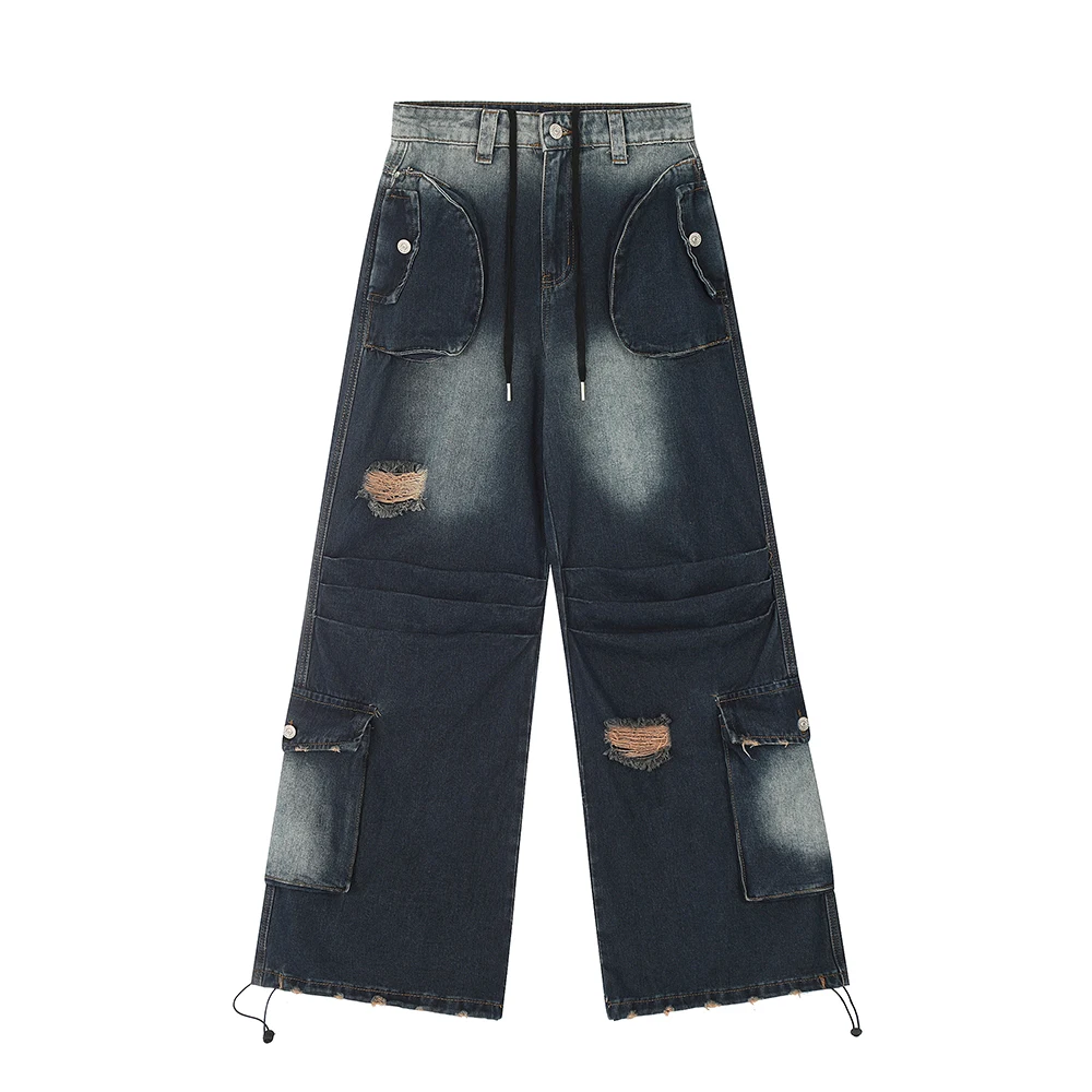 Revamp your old ripped wide-leg jeans for a stylish male look. Repair, restyle, and give your worn jeans a modern, updat — photo 5