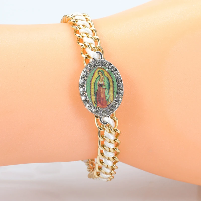 Pulseira Tecida da Virgem Maria com Alça para Presente. Um presente espiritual ideal para devotos e crentes. Leve sua fé sempre com você. — foto 12
