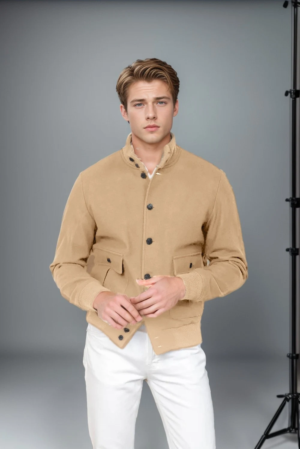 Men's Design Long Sleeve Stand Collar Top, a stylish and versatile shirt for a comfortable and modern look. Perfect for — photo 6