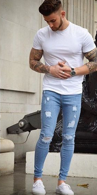 Modieuze Gescheurde Broeken Stijlvolle Destroyed Jeans voor een Casual Look Comfortabele Pasvorm en Trendy Uitstraling Perfect voor een Urban Look — foto 3