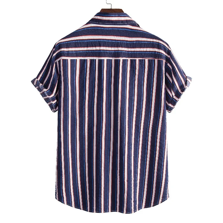 Title 14, Heren gestreept shirt met korte mouwen, losse p...