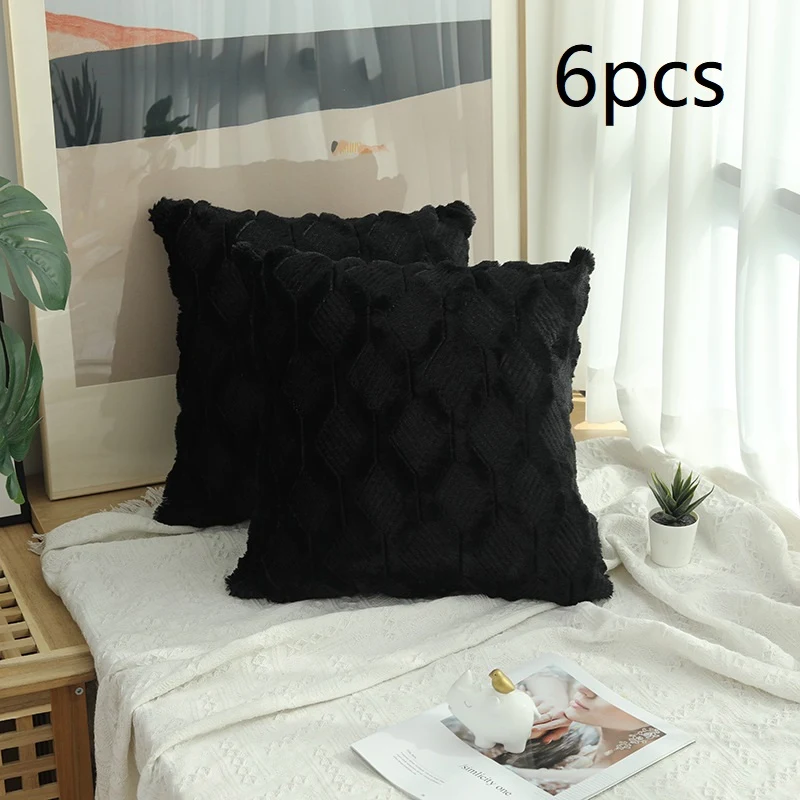 Fronha de almofada de pelúcia bordada de cor sólida, criativa e simples. Adicione conforto e estilo com este toque decorativo para sua casa. — foto 3