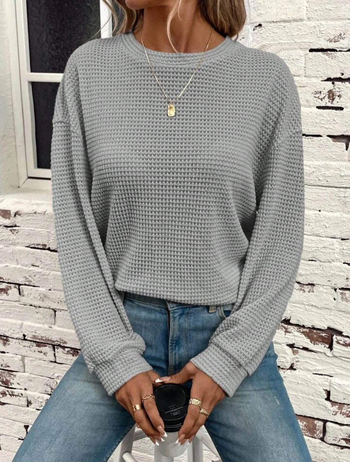 Title 12, Womens Wear Round Neck Knitted Loose Long Slee...