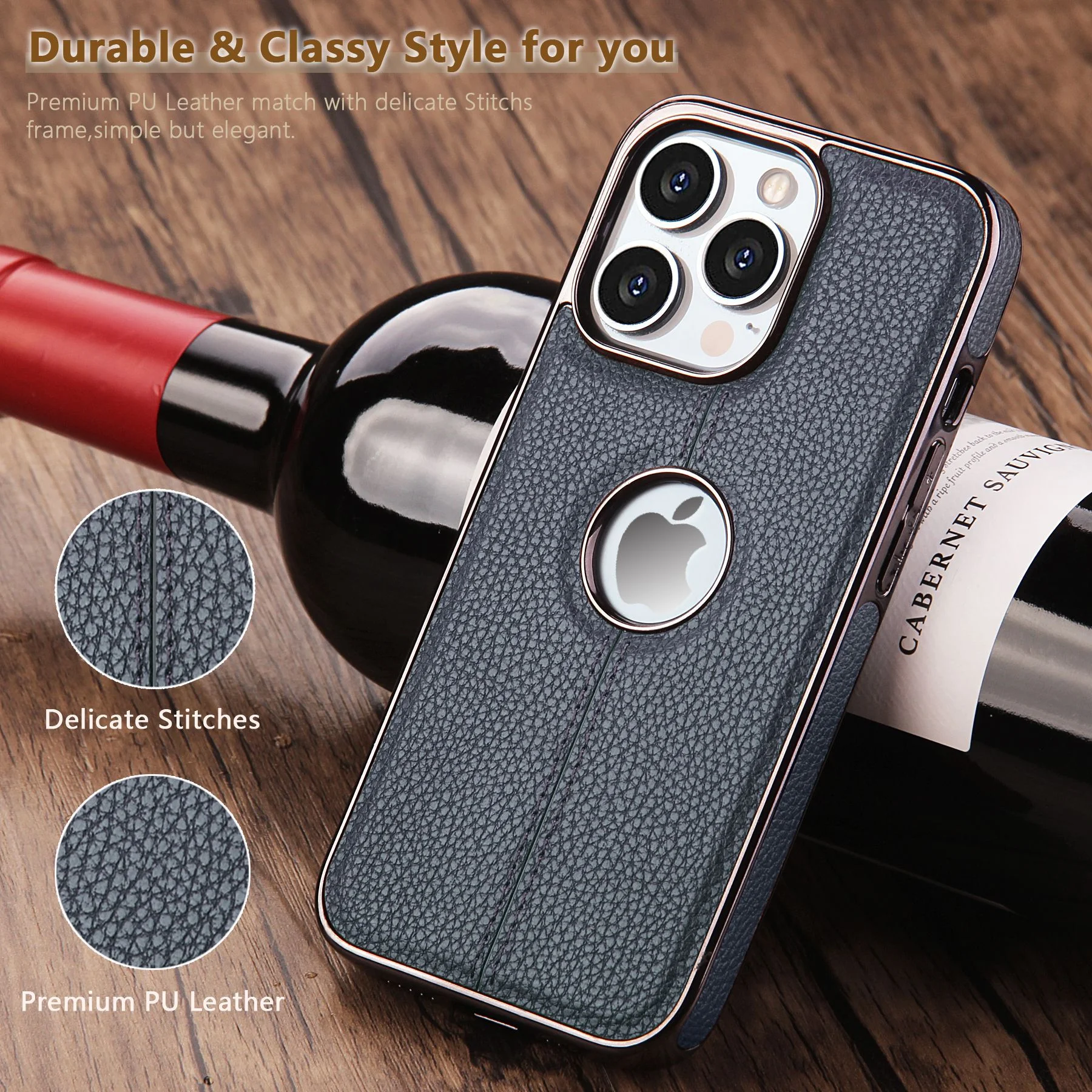 Title 15, Electroplated Car Line Leather Cell Phone Case....