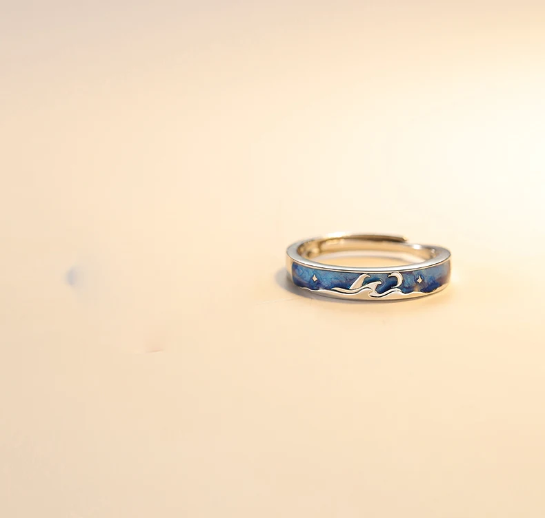 Anéis de casal ao estilo chinês, elegantes e simples. Uma forma moderna e significativa de expressar amor e compromisso, perfeitos para usar juntos. — foto 3