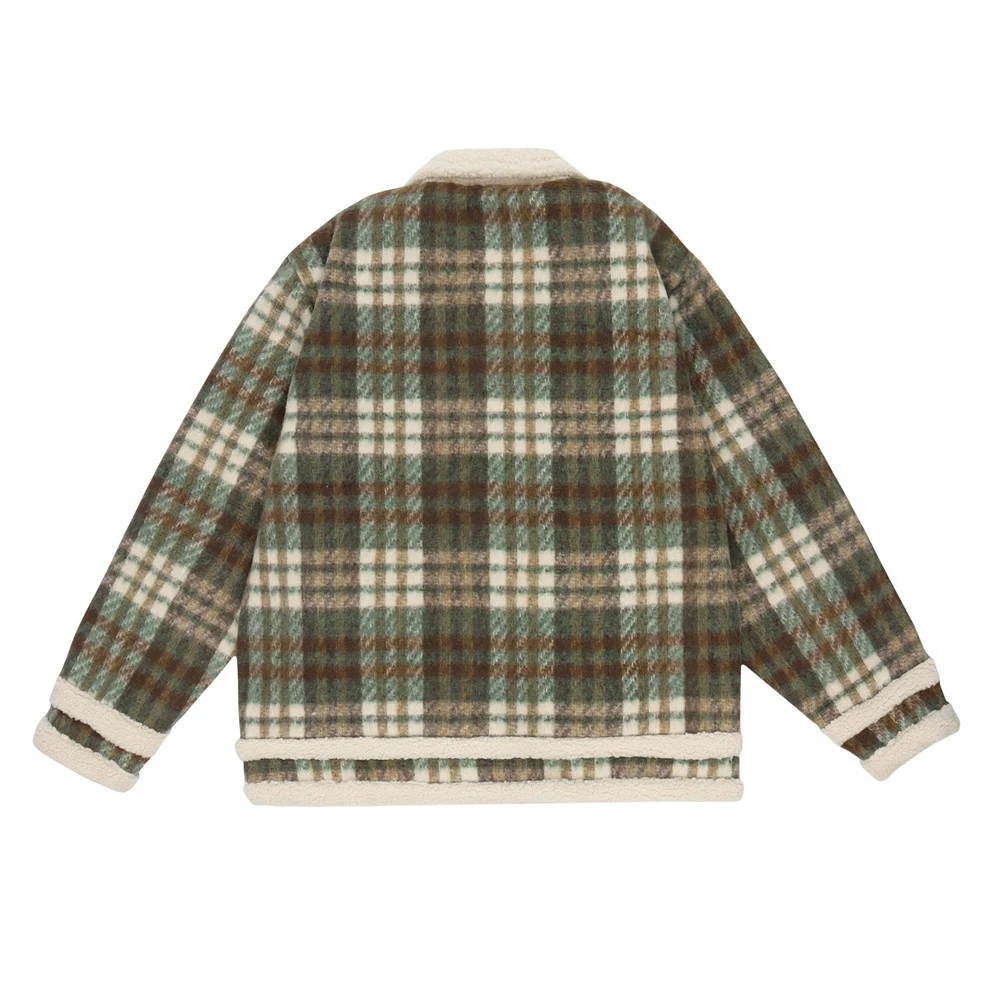 American Retro Plaid Lapel Cotton-padded Coat, a warm and stylish winter coat for women, offering comfort and classic vi — photo 12