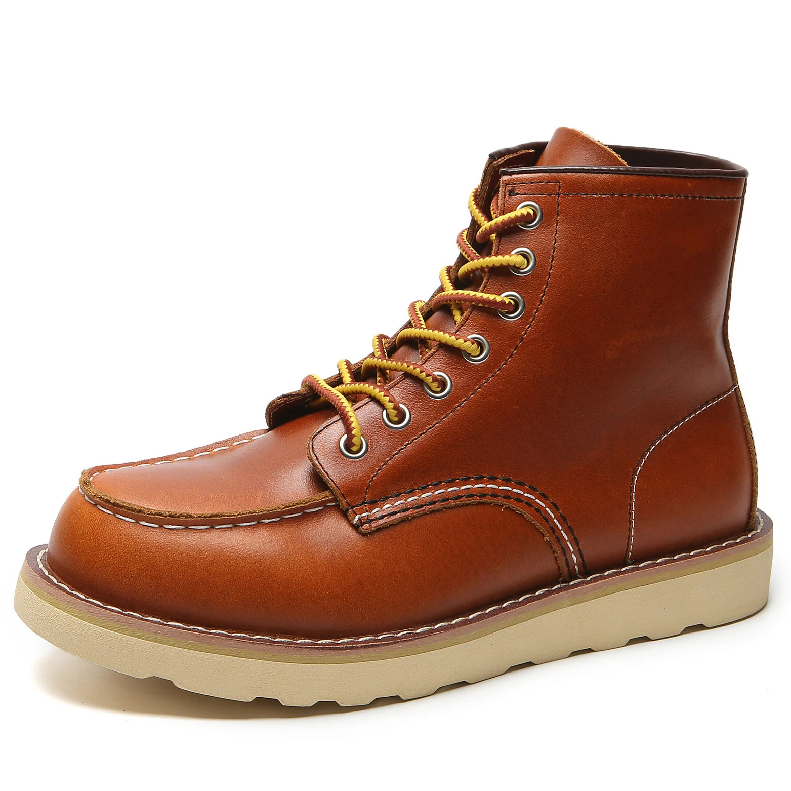 Men's Workwear Retro First Layer Slip-On Flat Martin Boots, easy slip-on design, comfortable and durable boots for work, — photo 3