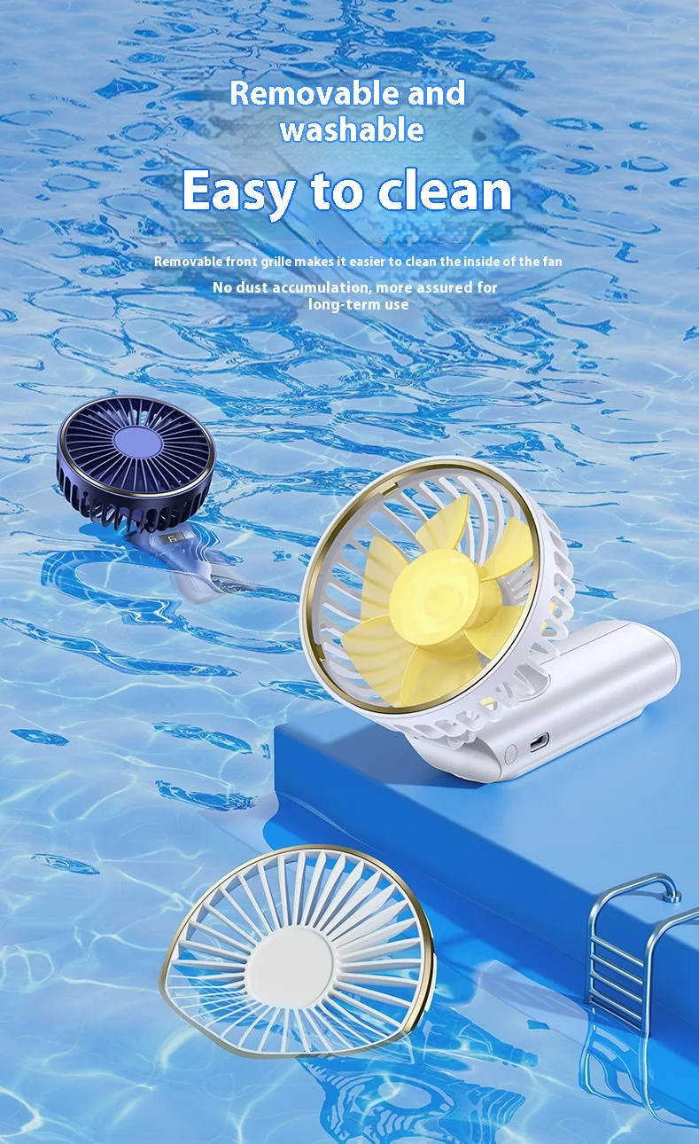 Title 2, Handheld Desktop Fan with Neck Support, Six Spe...