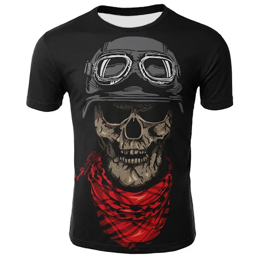 Title 9, Printed Skull Short Sleeve Sports Casual T-shirt