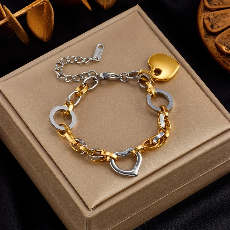 Pulsera con accesorios de cadena de acero de titanio con color de contraste, elegante y duradera, perfecta para cualquier ocasión. — foto 20