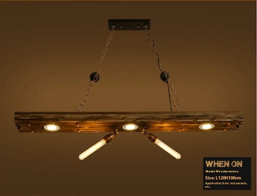 Title 7, Lustre longo de madeira retro estilo industrial...