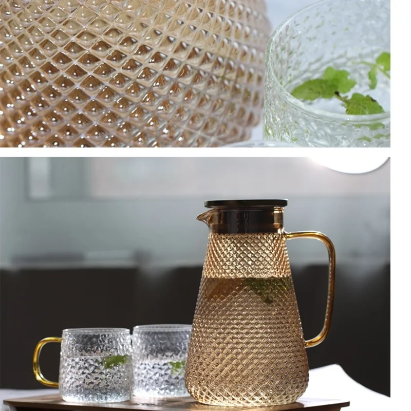 Electroplated Amber Glass Water Pitcher, Heat-resistant for Household use. Perfect for cold water, durable and stylish, — photo 6